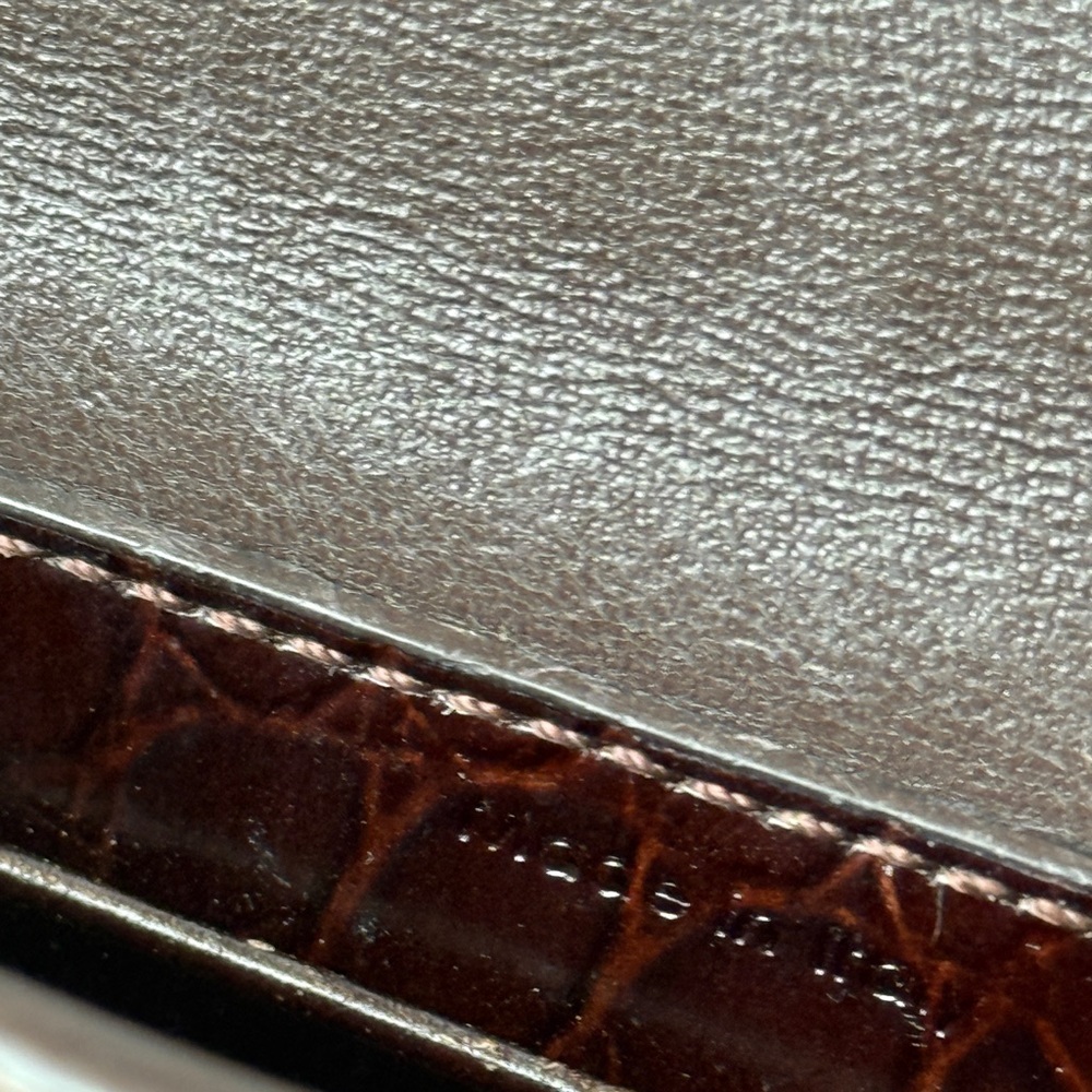 Celine Dark Brown Croc-Embossed Leather Crossbody Bag - Picture 7 of 7